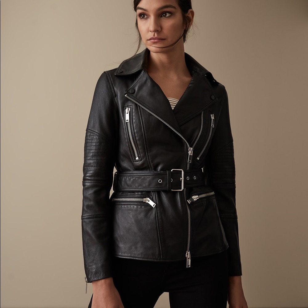 Reiss Dulcie Belted Leather Jacket